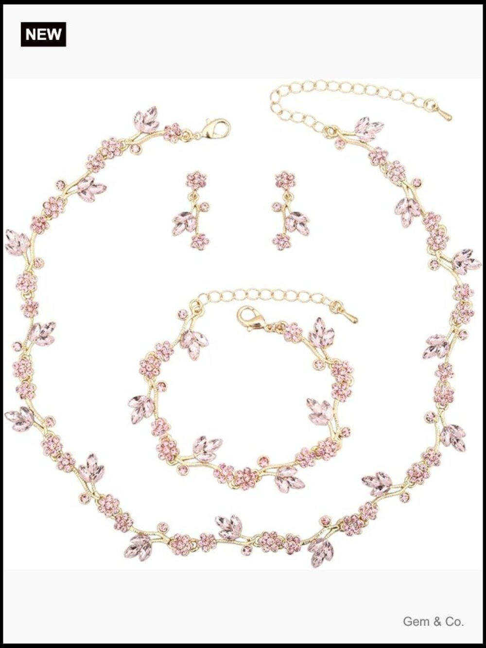 Bridal Crystal Jewelry Set with Choker Earrings Bracelet